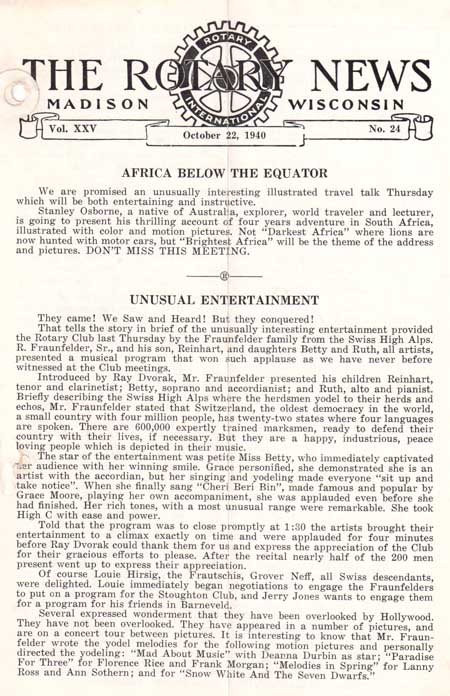 Madison Rotary Club, October 1940